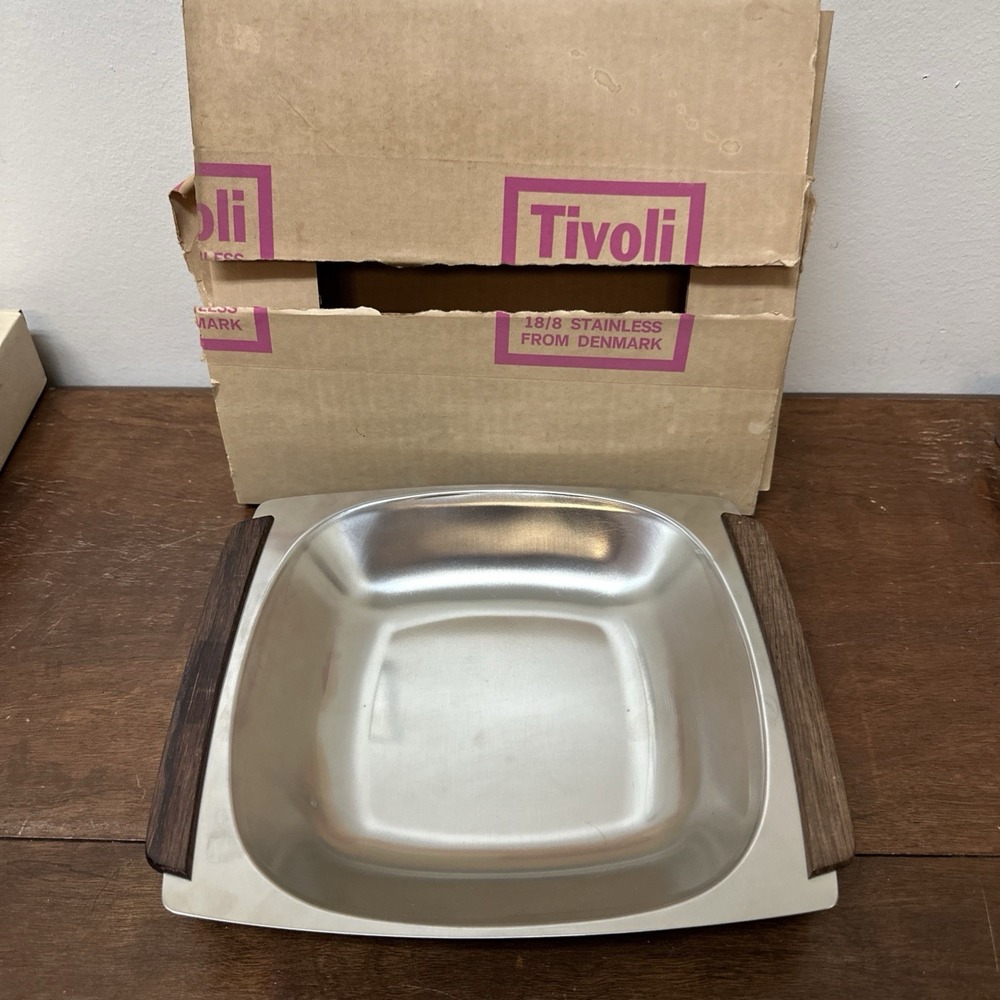 Vtg Tivoli Stainless Steel Serving Tray Bowl MCM Mid Century Made in Denmark NEW